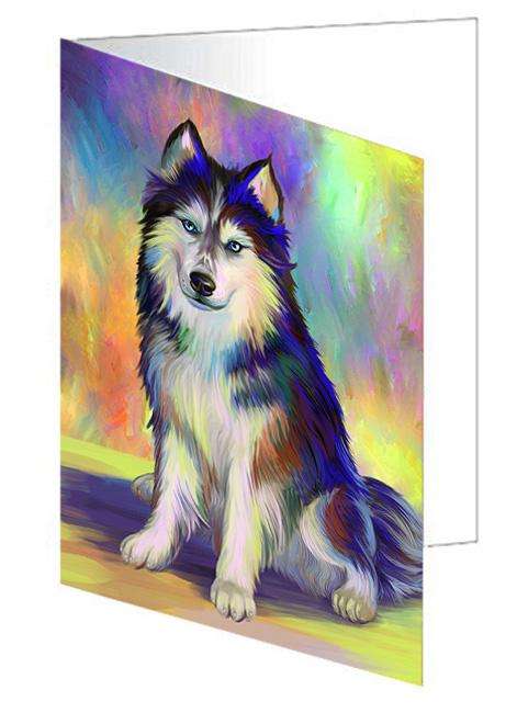 Pardise Wave Siberian Husky Dog Handmade Artwork Assorted Pets Greeting Cards and Note Cards with Envelopes for All Occasions and Holiday Seasons GCD64835