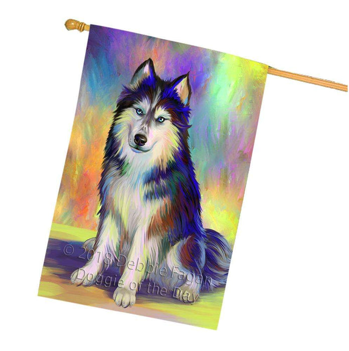 Pardise Wave Siberian Husky Dog House Flag FLG53800