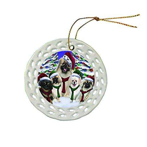 Pekingese Dog Christmas Doily Ceramic Ornament