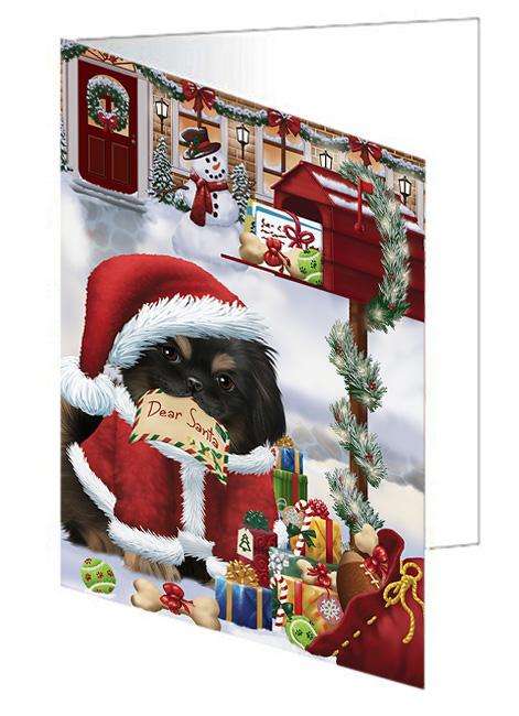 Pekingese Dog Dear Santa Letter Christmas Holiday Mailbox Handmade Artwork Assorted Pets Greeting Cards and Note Cards with Envelopes for All Occasions and Holiday Seasons GCD65762