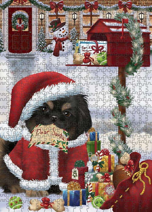 Pekingese Dog Dear Santa Letter Christmas Holiday Mailbox Puzzle with Photo Tin PUZL82800