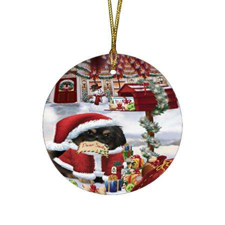 Pekingese Dog Dear Santa Letter Christmas Holiday Mailbox Round Flat Christmas Ornament RFPOR53902