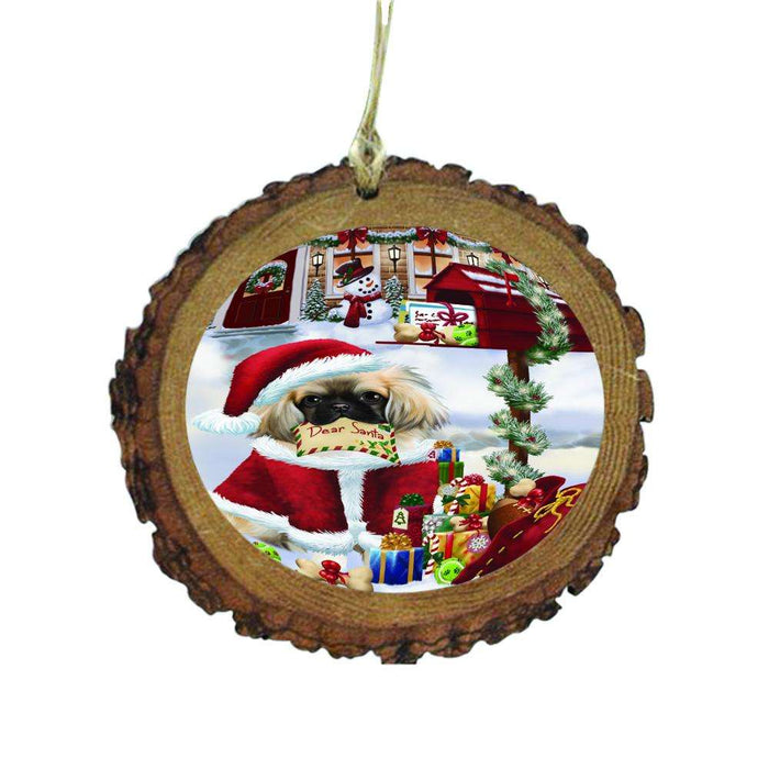 Pekingese Dog Dear Santa Letter Christmas Holiday Mailbox Wooden Christmas Ornament WOR49067