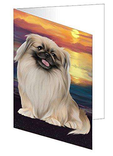 Pekingese Dog Handmade Artwork Assorted Pets Greeting Cards and Note Cards with Envelopes for All Occasions and Holiday Seasons D301