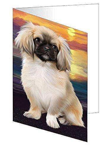 Pekingese Dog Handmade Artwork Assorted Pets Greeting Cards and Note Cards with Envelopes for All Occasions and Holiday Seasons D302