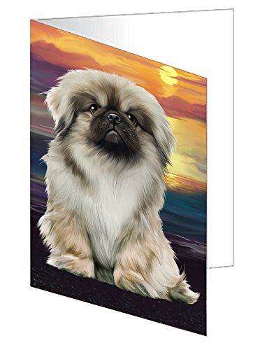 Pekingese Dog Handmade Artwork Assorted Pets Greeting Cards and Note Cards with Envelopes for All Occasions and Holiday Seasons D303