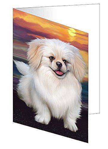 Pekingese Dog Handmade Artwork Assorted Pets Greeting Cards and Note Cards with Envelopes for All Occasions and Holiday Seasons D304