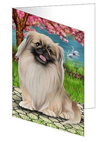 Pekingese Dog Handmade Artwork Assorted Pets Greeting Cards and Note Cards with Envelopes for All Occasions and Holiday Seasons D306
