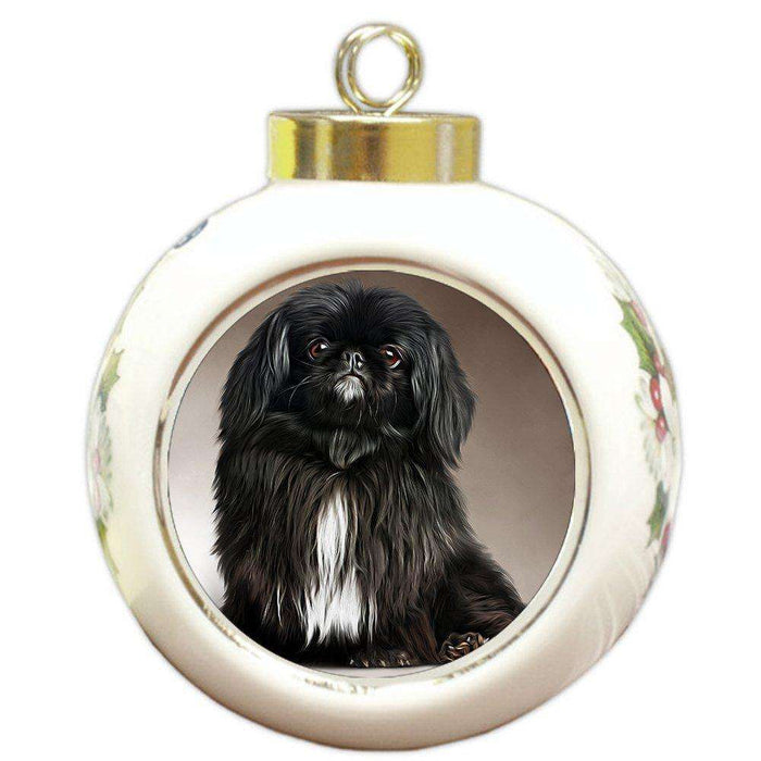 Pekingese Dog Round Ball Christmas Ornament