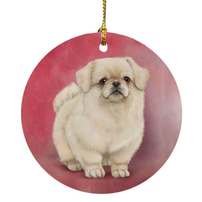 Pekingese Dog Round Christmas Ornament