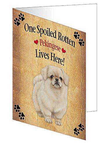Pekingese Spoiled Rotten Dog Handmade Artwork Assorted Pets Greeting Cards and Note Cards with Envelopes for All Occasions and Holiday Seasons