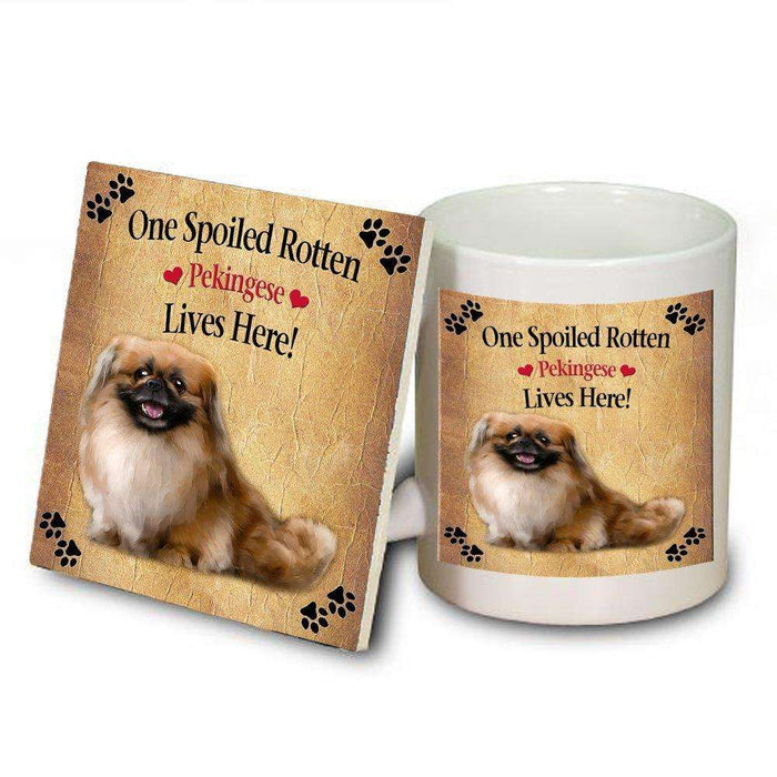 Pekingese Spoiled Rotten Dog Mug and Coaster Set
