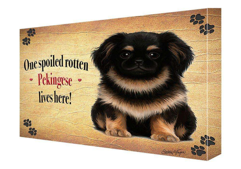 Pekingese Spoiled Rotten Dog Painting Printed on Canvas Wall Art Signed