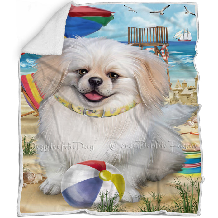 Pet Friendly Beach Pekingese Dog Blanket BLNKT66198