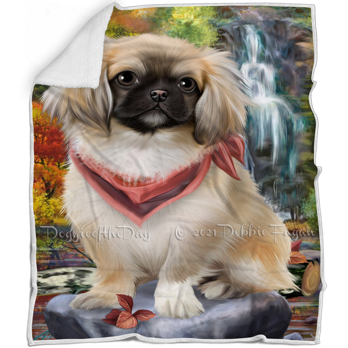 Scenic Waterfall Pekingese Dog Blanket BLNKT60798