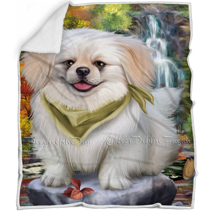 Scenic Waterfall Pekingese Dog Blanket BLNKT60807