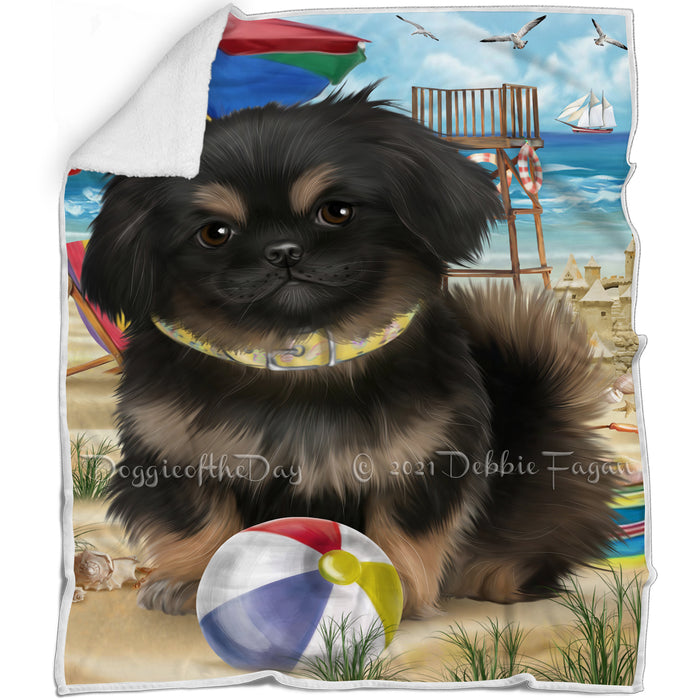 Pet Friendly Beach Pekingese Dog Blanket BLNKT66225