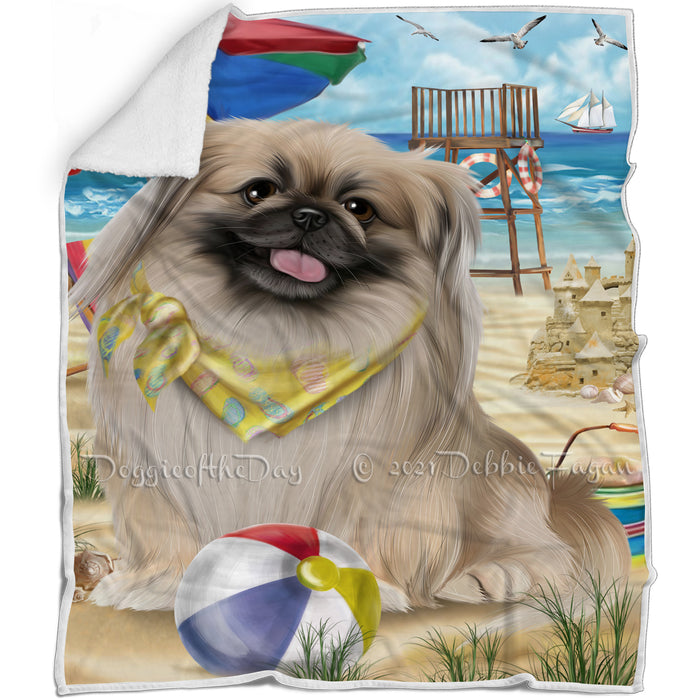 Pet Friendly Beach Pekingese Dog Blanket BLNKT66234