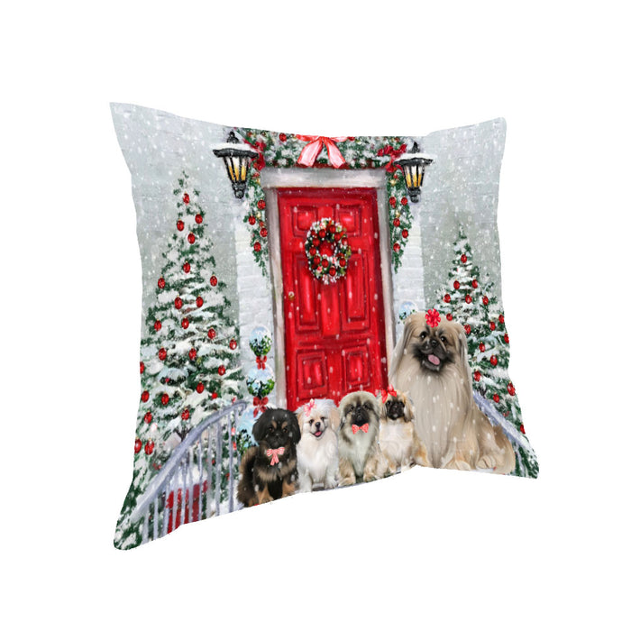 Christmas Holiday Welcome Pekingese Dogs Pillow with Top Quality High-Resolution Images - Ultra Soft Pet Pillows for Sleeping - Reversible & Comfort - Ideal Gift for Dog Lover - Cushion for Sofa Couch Bed - 100% Polyester