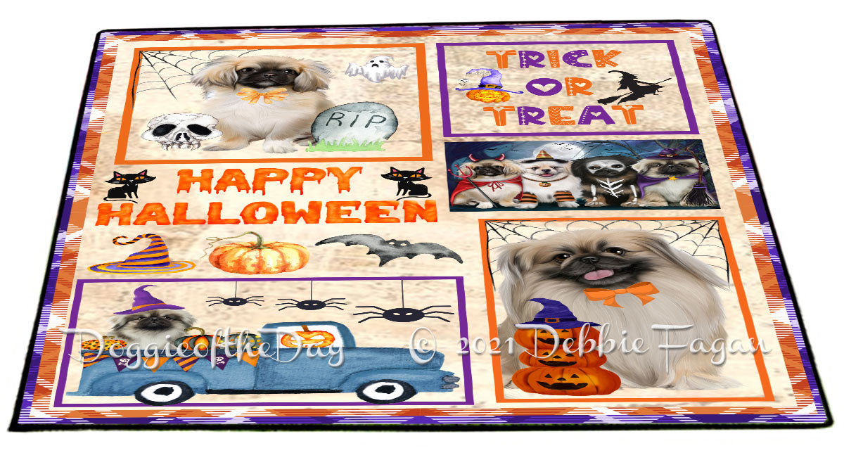 Happy Halloween Trick or Treat Pekingese Dogs Indoor/Outdoor Welcome Floormat - Premium Quality Washable Anti-Slip Doormat Rug FLMS58159