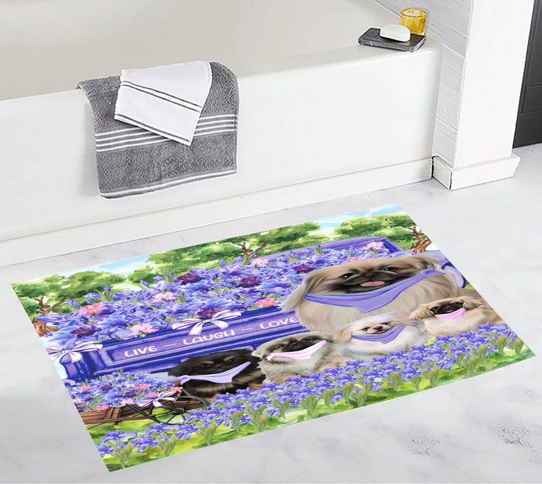 Pekingese Custom Bath Mat, Explore a Variety of Personalized Designs, Anti-Slip Bathroom Pet Rug Mats, Dog Lover's Gifts