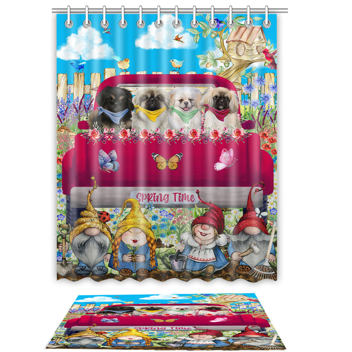 Pekingese Shower Curtain & Bath Mat Set - Explore a Variety of Custom Designs - Personalized Curtains with hooks and Rug for Bathroom Decor - Dog Gift for Pet Lovers