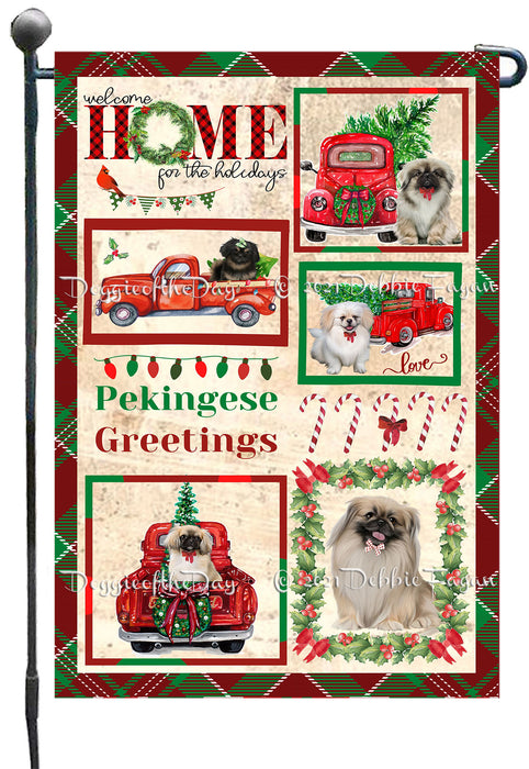 Welcome Home for Christmas Holidays Pekingese Dogs Garden Flag GFLG67029