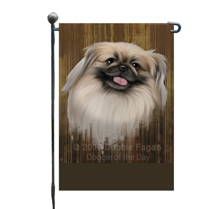 Personalized Rustic Pekingese Dog Custom Garden Flag GFLG63574