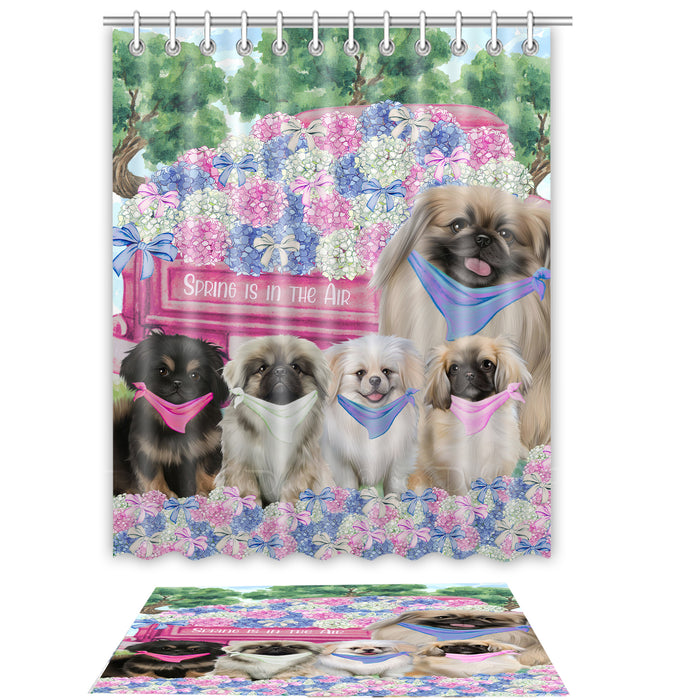 Pekingese Shower Curtain with Bath Mat Set: Explore a Variety of Designs, Personalized, Custom, Curtains and Rug Bathroom Decor, Dog and Pet Lovers Gift