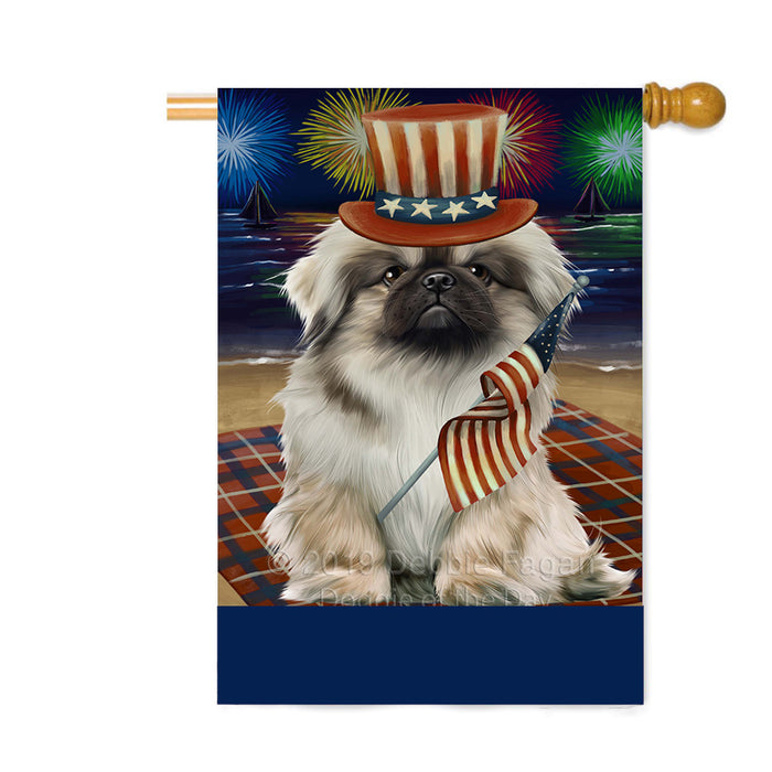 Personalized 4th of July Firework Pekingese Dog Custom House Flag FLG-DOTD-A58057