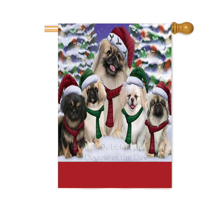 Personalized Christmas Happy Holidays Pekingese Dogs Family Portraits Custom House Flag FLG-DOTD-A59189