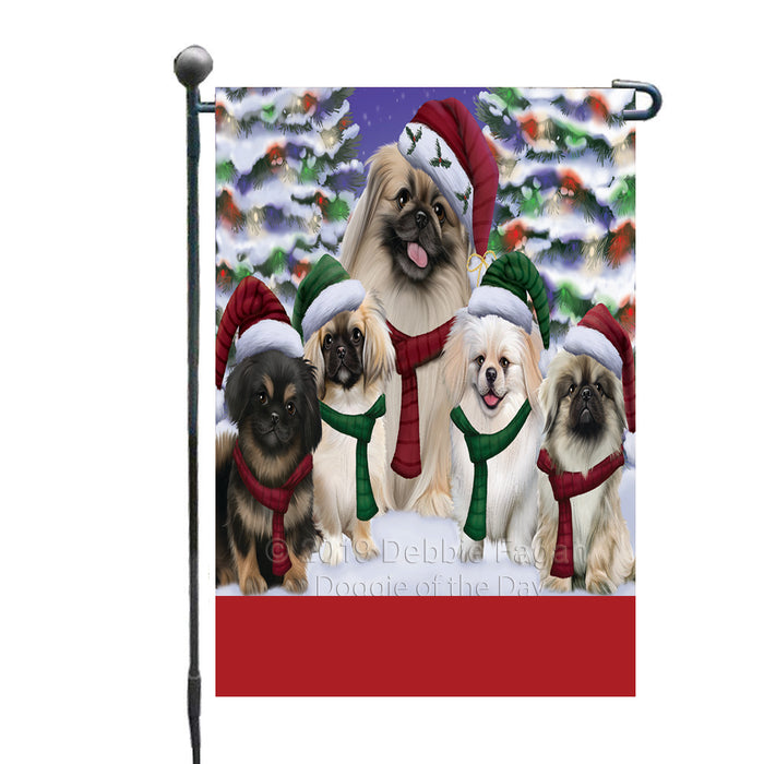 Personalized Christmas Happy Holidays Pekingese Dogs Family Portraits Custom Garden Flags GFLG-DOTD-A59133