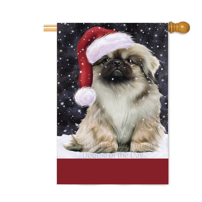 Personalized Let It Snow Happy Holidays Pekingese Dog Custom House Flag FLG-DOTD-A62433