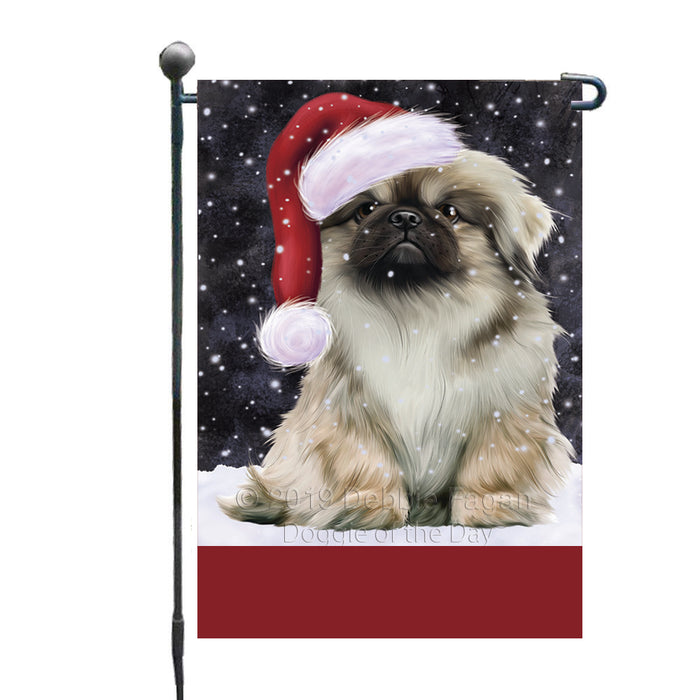 Personalized Let It Snow Happy Holidays Pekingese Dog Custom Garden Flags GFLG-DOTD-A62377