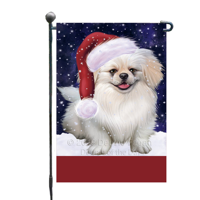 Personalized Let It Snow Happy Holidays Pekingese Dog Custom Garden Flags GFLG-DOTD-A62378