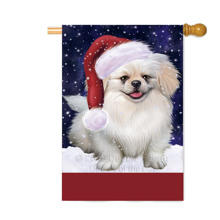 Personalized Let It Snow Happy Holidays Pekingese Dog Custom House Flag FLG-DOTD-A62434