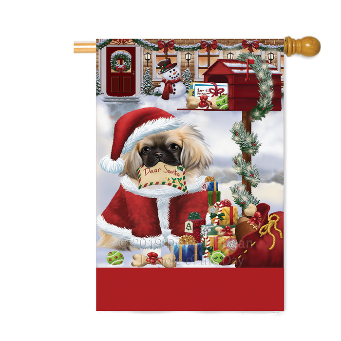 Personalized Happy Holidays Mailbox Pekingese Dog Christmas Custom House Flag FLG-DOTD-A60011