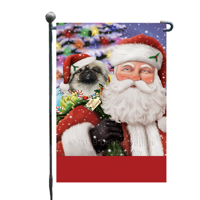 Personalized Santa Carrying Pekingese Dog and Christmas Presents Custom Garden Flag GFLG63805