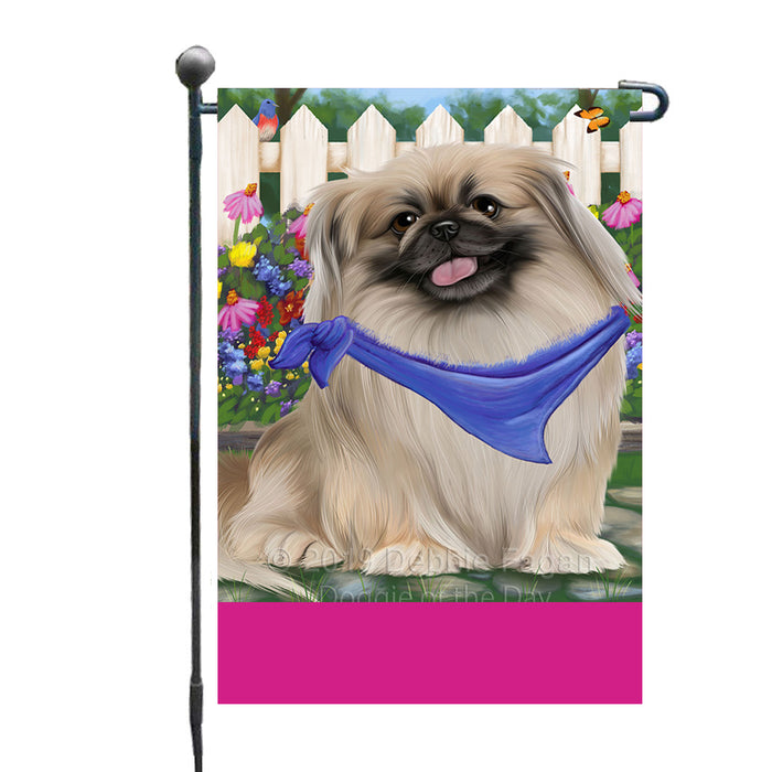 Personalized Spring Floral Pekingese Dog Custom Garden Flags GFLG-DOTD-A62926