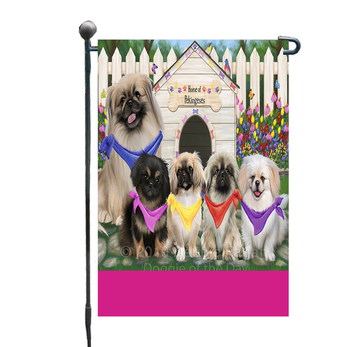 Personalized Spring Dog House Pekingese Dogs Custom Garden Flags GFLG-DOTD-A62927