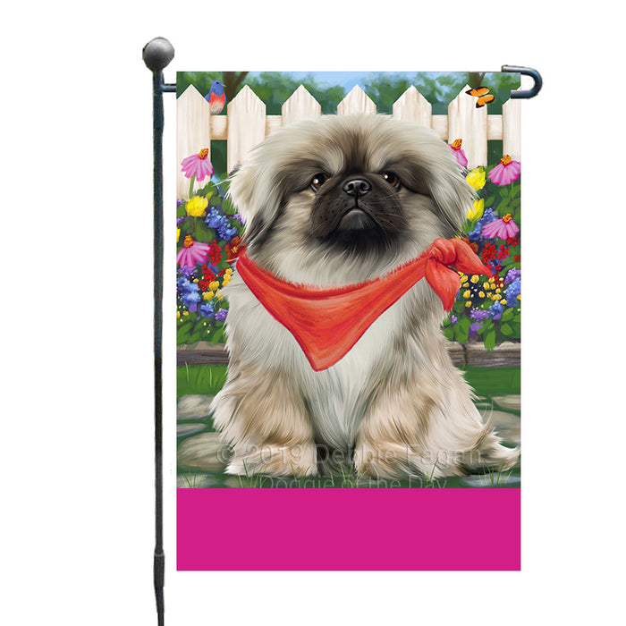 Personalized Spring Floral Pekingese Dog Custom Garden Flags GFLG-DOTD-A62928