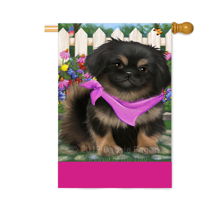 Personalized Spring Floral Pekingese Dog Custom House Flag FLG-DOTD-A62985