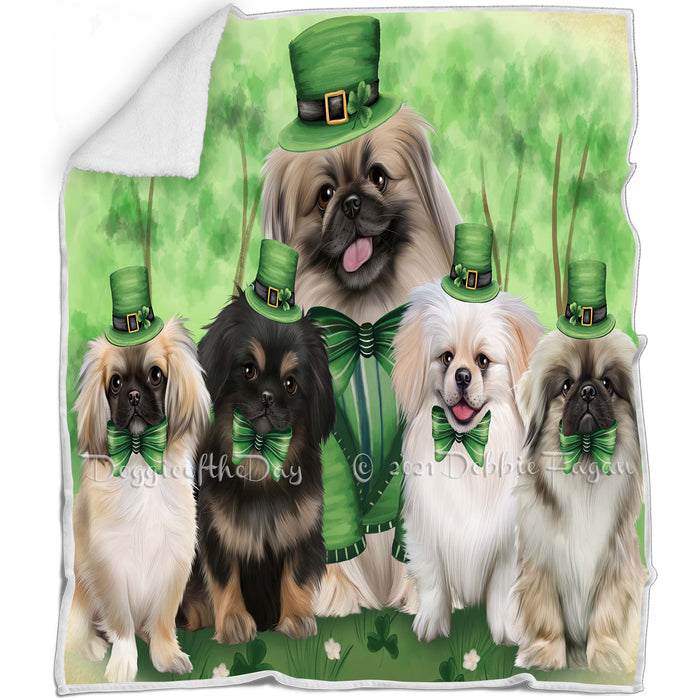 St. Patricks Day Irish Portrait Pekingeses Dog Blanket BLNKT58494