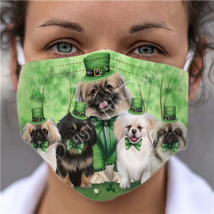 St. Patricks Day Irish Pekingese Dogs Face Mask FM50171