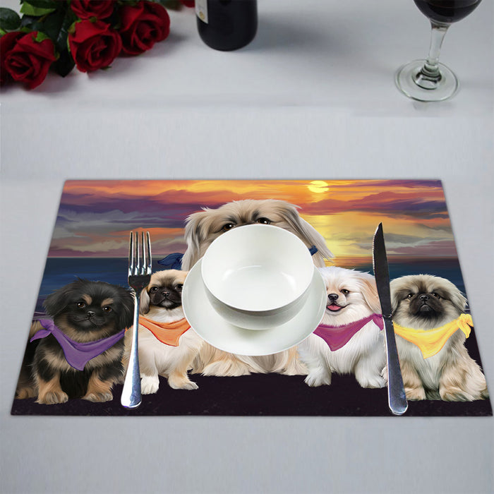 Family Sunset Portrait Pekingese Dogs Placemat