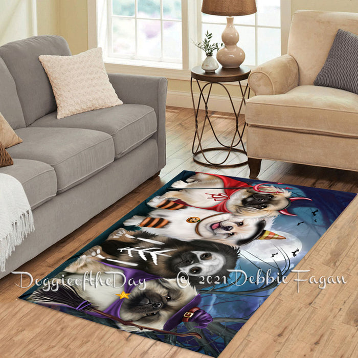 Happy Halloween Trick or Treat Pekingese Dogs Polyester Living Room Carpet Area Rug ARUG66355