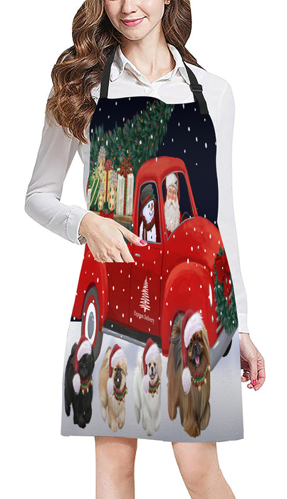 Christmas Express Delivery Red Truck Running Pekingese Dogs Apron Apron-48140