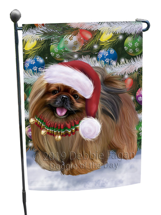 Chistmas Trotting in the Snow Pekingese Dog Garden Flags Outdoor Decor for Homes and Gardens Double Sided Garden Yard Spring Decorative Vertical Home Flags Garden Porch Lawn Flag for Decorations GFLG68510