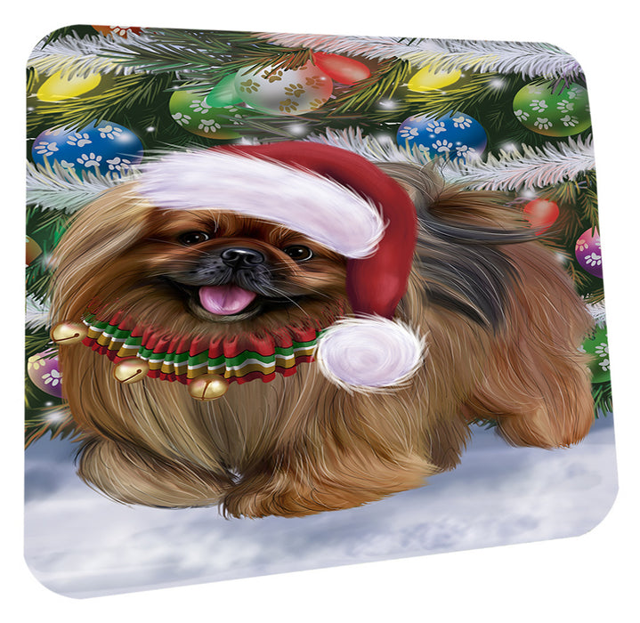 Chistmas Trotting in the Snow Pekingese Dog Coasters Set of 4 CSTA58671