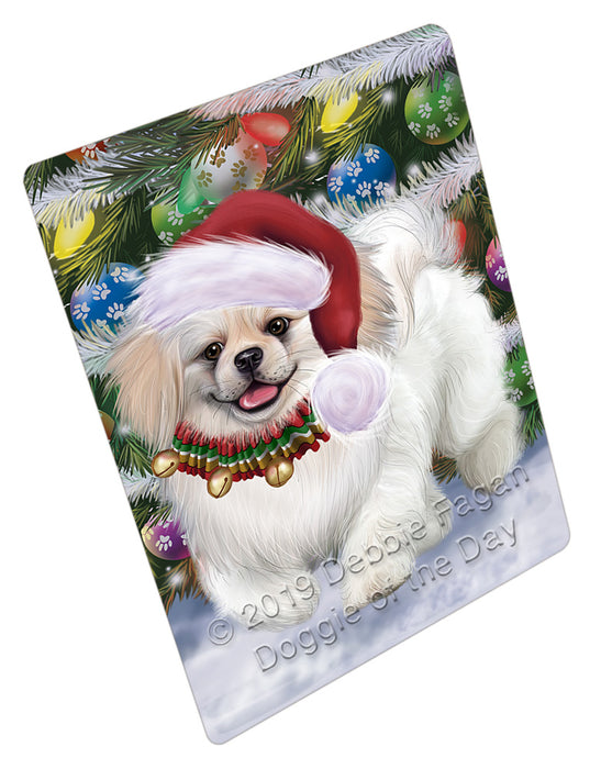 Chistmas Trotting in the Snow Pekingese Dog Cutting Board - For Kitchen - Scratch & Stain Resistant - Designed To Stay In Place - Easy To Clean By Hand - Perfect for Chopping Meats, Vegetables, CA83994